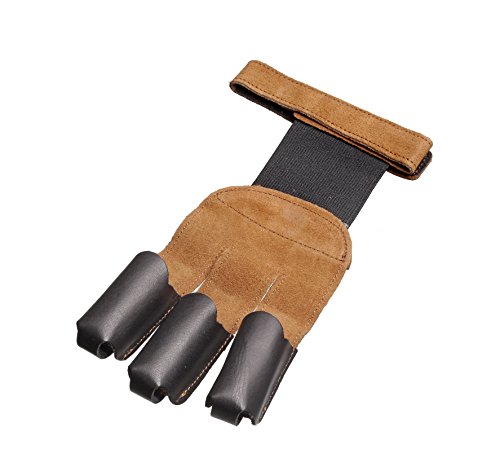 elToro Fingerhandschuh - braun-schwarz (XL); aus Wildleder und Glattleder gefertigt, für den Bogensport, Pfeil und Bogen von elToro