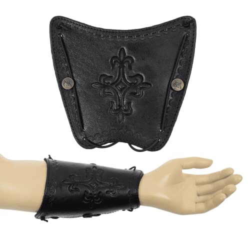 elToro Prime Brea - Shield - Armschutz; aus robustem, hochwertigem Glattleder, mit Ornament; Ausrüstung bei Pfeil und Bogen (Black) von elToro