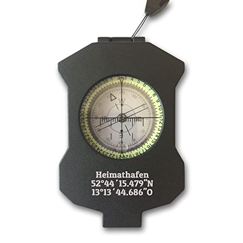 elbedruck Personalisierter Outdoor Sport Kompass schwarz mit Wunschgravur und Tasche Dein Name und Text Geschenkidee Jagd Wandern Survival Camping Rad Gravur, 10 x 6,5 x 3 cm von elbedruck