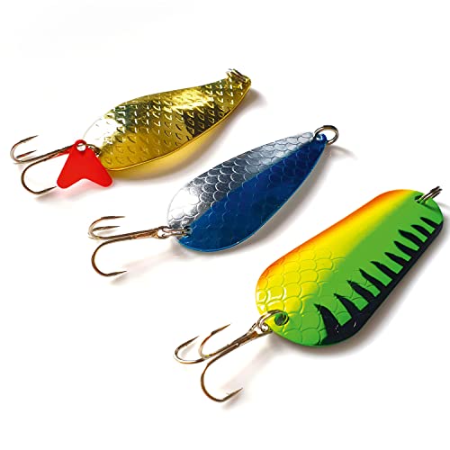 Elbfang Blinker-Set Angeln - 3 Kunstköder Hecht Zander Barsch Spinnfischen - Gold 20g/ Gelb 26g/ Blau 18g von elbfang