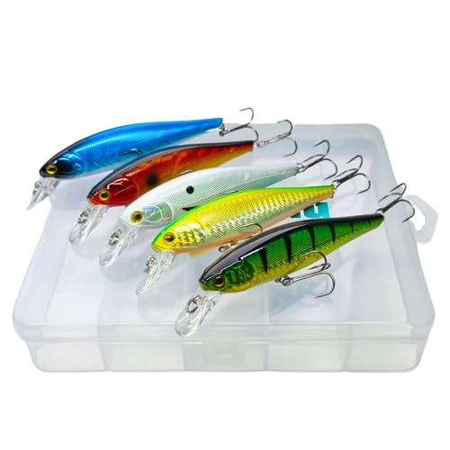 ELBFANG Wobbler Set - 10,5 cm / 16 g - Perfekt für Hecht, Zander und Barsch - Inklusive Kunstöder Box von elbfang