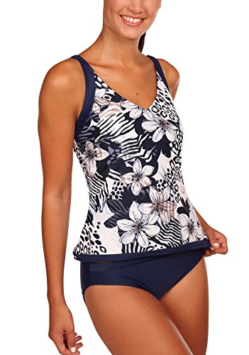 eleMar Damen Tankini Bikini, Pazifik-Blau-Weiss, 54C, 4-142-69M von eleMar