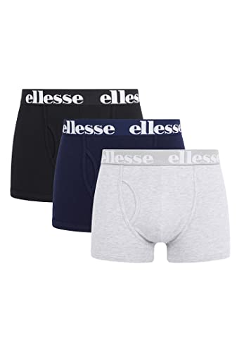 ellesse Hali 3P Boxer Herren Trunk Shorts Unterwäsche SHAY0614, Farbe:Black / Grey / Navy, Bekleidungsgröße:S von Ellesse