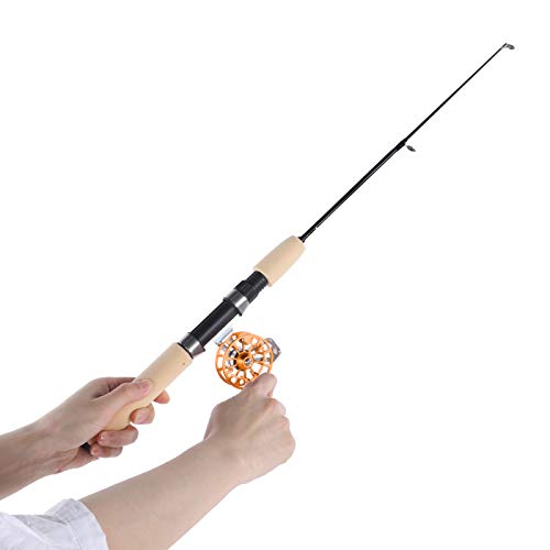 Angelruten-Rollen-Kombination, FD50 26 Zoll Teleskop-Angelrute mit Rollensatz, tragbares Outdoor-Winter-Eisangelgerät-Zubehör für Salzwasser-Süßwasserangeln (Gold) von equlup