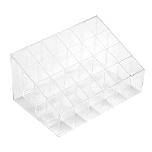 Lippenstifthalter, 5.79 * 3.74 * 2,95 Zoll transparent 24 Gitter Lippenstifthalter Organisator Display Stand Nagellack Make -up Aufbewahrungsbox für Home Schlafzimmer Nagel Salon von equlup