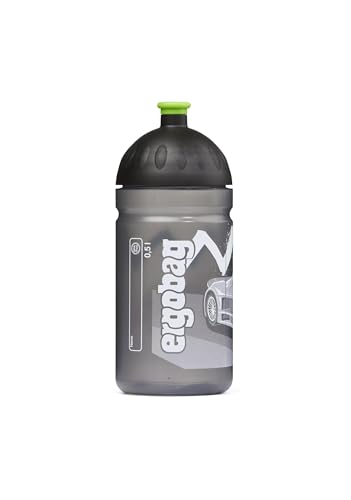 ergobag R&B - Trinkflasche Motiv für Kinder, 500ml, BPA-frei, auslaufsicher, leicht zu reinigen Rennauto - Schwarz von ergobag