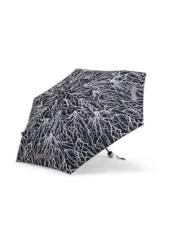 ergobag Regenschirm Kinderschirm für die Schultasche, ultraleicht und klein mit Tasche, Ø90 cm Super ReflektBär - Schwarz von ergobag