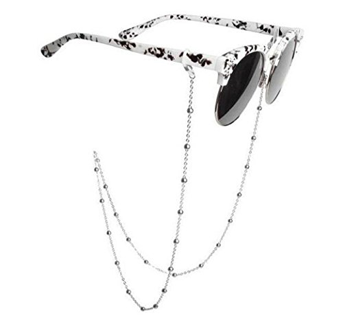 echo-ove Brillenkette mit Perlen aus Edelstahl für Sonnenbrillen, 78 cm, silberfarben von echo-ove