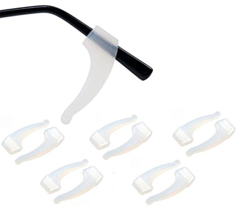 ericotry 5 Paar Silikon-Gel-Brillen-Ohrpolster, rutschfeste Ohrenschützer, Ohrbügel, Sonnenbrillen-Stützband, Bein-Augen-Ständer, Sport-Ohrbügel, Halterung, transparent von ericotry