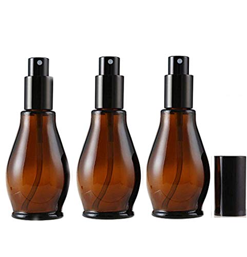 ericotry Leere nachfüllbare Braunglas-Sprühflaschen, 30 ml, 3 Stück, mit schwarzem Zerstäuber und Anti-Staub-Kappe für ätherische Öle/Aromatherapie von ericotry