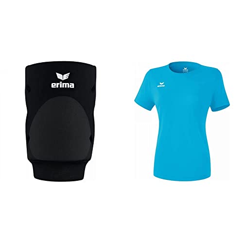 erima Knieschoner Volleyball Schwarz M & Damen T-Shirt Funktions Teamsport T-Shirt Curacao 38 von Erima