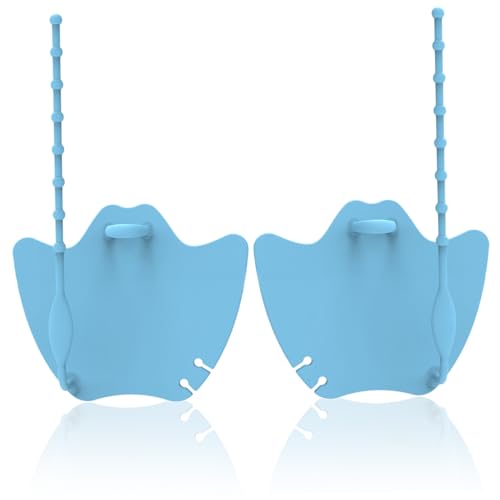 Schwimm-Handpaddel, 1 Paar, gewebte, rutschfeste, weiche Silikon-Schwimmpaddel mit verstellbaren Riemen, Handflosse, Schwimmkraft-Trainingshilfe für Männer, Frauen, Kinder (blau). Outdoor-Zubehör von eurNhrN