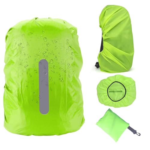 eurNhrN Rucksack Regenabdeckung Hochleistungsregenabdeckung für Rucksack mit reflektierender Streifen-Rucksack-Abdeckung Neongrün (40-50L) Sportartikel von eurNhrN