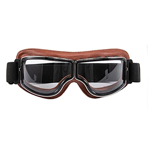 evomosa Motorradbrille Motorräder Retro Pilot Nebelsichere Brille ATV Bike Motocross Brille Schutzbrille- Transparente Linse von evomosa