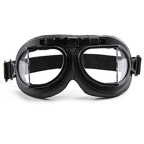 evomosa Motorradbrille Retro Windschutz Augenschutzbrille Pu Leder Reitbrille für Herren Damen (Saubere Linse) von evomosa