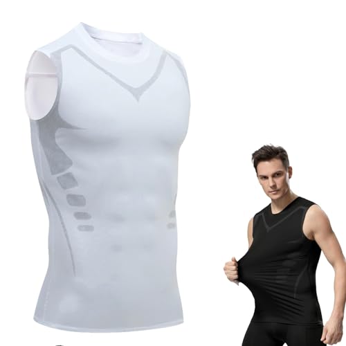 evtbtju 2024 New Shapewear Vest for Men, Version Ionic Shaping Vest, Comfortable and Breathable Ice Silk Fabric (White,2XL) von evtbtju