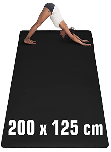 EYEPOWER 200x116 Fitnessmatte XXL Yogamatte 6mm rutschfest - Sport Teppich Bodenschutzmatte Fitness Sportmatte Groß - Gymnastikmatte Dicke Trainingsmatte XXL Unterlage Fitnessgeräte Matte Rudergerät von EYEPOWER