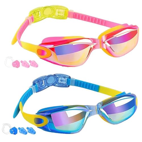 faliring Schwimmbrille Kinder, 2 Stück taucherbrille kinder Junior 3-15 Jahre, Gläsern Wassersport Schwimmbrillen Swimming Goggles Geschenke für Mädchen Jungen von faliring