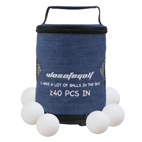 Golfballtasche – Golfball-Zylindertasche mit großem Fassungsvermögen | Golfballtasche mit Reißverschluss | Faltbare kompakte Aufbewahrungstaschen | Multifunktionaler, leichter Golfsack für Tischtennis von fanelod