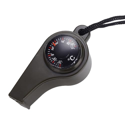 3 Stück 3-in-1 Survival mit Kompass Thermometer Laute Sicherheit Wandern Camping Werkzeug Laute Sicherheit mit Umhängeband für Outdoor Wandern von fanlangyi