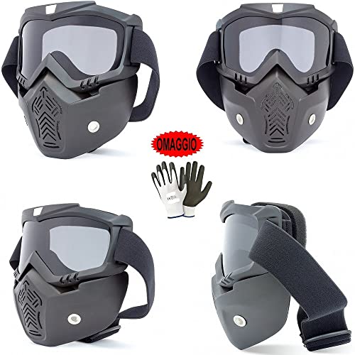 Kompatibel mit DMD Visier für Jethelm, Integralhelm, Modular, Cross für Motorrad, Roller, Motocross, Ski, Paintball, mit getönter Brille, getrennt vom schwarzen Kinnschutz von farbrothersonline