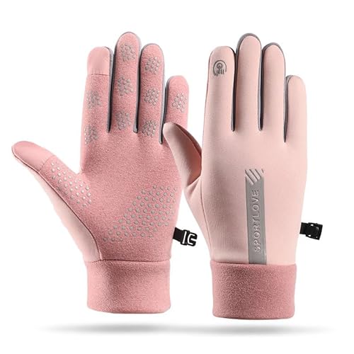 fdsmall Gloves for Women Running Gloves Winter Thermal Cycling Gloves Windproof Touchscreen Anti-Slip Winter Gloves for Cycling Biking Sports Walking Skiing Liners (Pink) von fdsmall