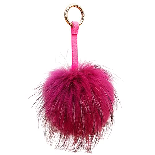 Damen Pom Pom Bommel Anhänger Taschenanhänger Schlüsselanhänger für Handtaschen, Rückspiegel im Auto (Pink) von feifanshop