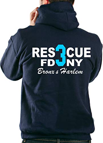 Hoodie Navy, Rescue 3 - Bronx & Harlem New Yorker Feuerwehr, XL von feuer1