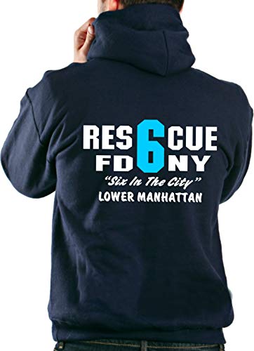 Hoodie Navy, Rescue 6 - Lower Manhattan (Six in The City) New Yorker Feuerwehr, XL von feuer1