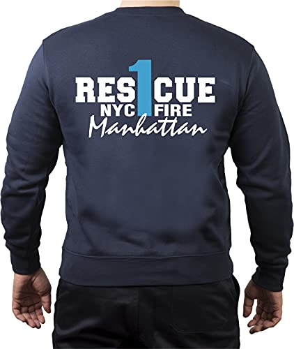 Sweatshirt Navy, Rescue 1 (Blue) - Manhattan New Yorker Feuerwehr von feuer1