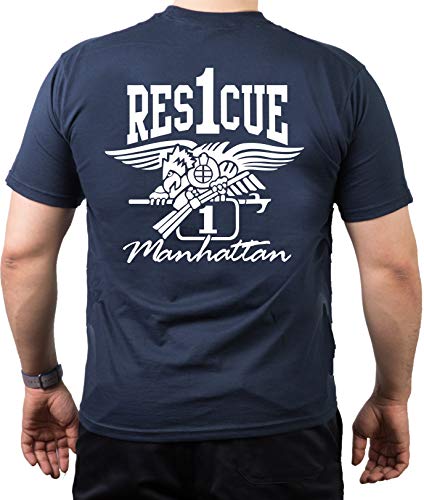 T-Shirt Rescue 1 - mit Eagle-Wappen - Manhattan - New Yorker Feuerwehr von feuer1