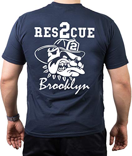 T-Shirt Rescue 2 - mit fire Fighting Bulldog - Brooklyn - New Yorker Feuerwehr von feuer1