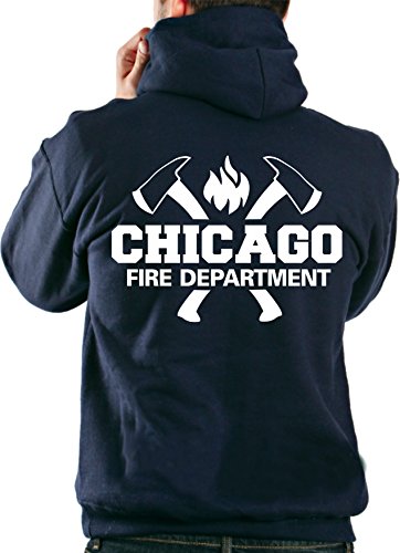 feuer1 Kapuzensweatjacke Chicago FIRE DEPT., Äxte und CFD-Emblem von feuer1
