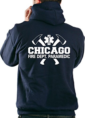 feuer1 Kapuzensweatjacke Navy, Chicago Fire Department - Paramedic mit Äxten von feuer1
