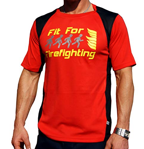 feuer1 Laufshirt Fit for Firefighting in rot, atmungsaktiv, schnell trocknend von feuer1