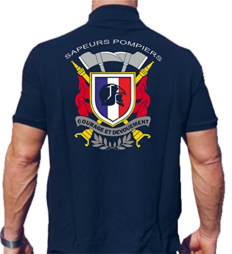 feuer1 Poloshirt (Navy/bleu Marine) Sapeurs Pompiers - Courage et Devouement, Multicolore von feuer1