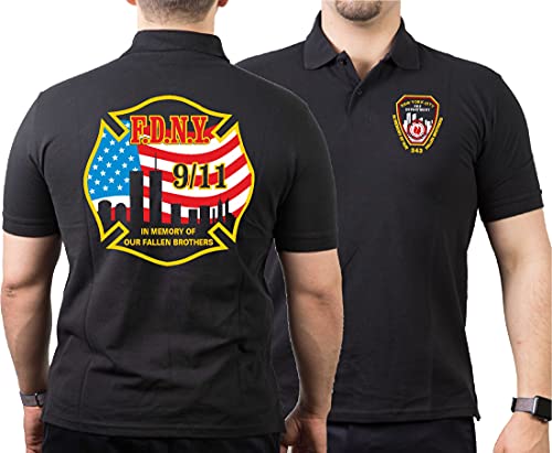 feuer1 Poloshirt Black, IN Memory of Our Fallen Brothers 9/11" vierfarbig von feuer1