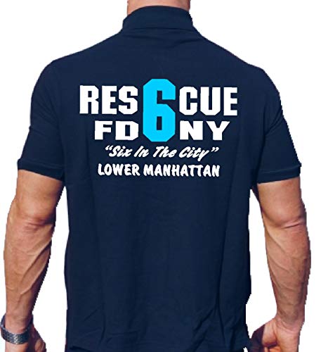 feuer1 Poloshirt Navy, Rescue 6 - Lower Manhattan New York City Fire Department von feuer1