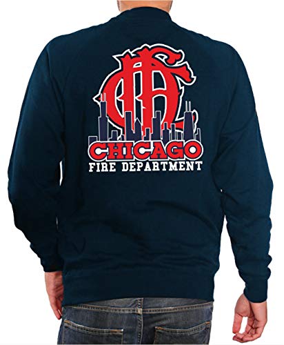 feuer1 Sweatshirt Navy, Chicago Fire Dept.-Skyline mit altem Emblem CFD von feuer1