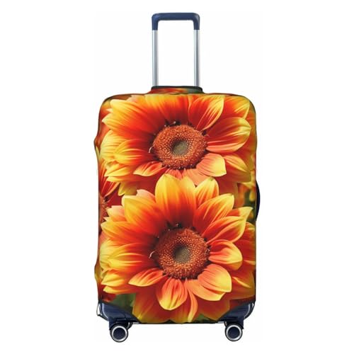 fifbird Kofferüberzug mit Sonnenblumen-Motiv, elastisch, waschbar, Größe M, Orange, Schwarz , XL, Kofferabdeckung von fifbird