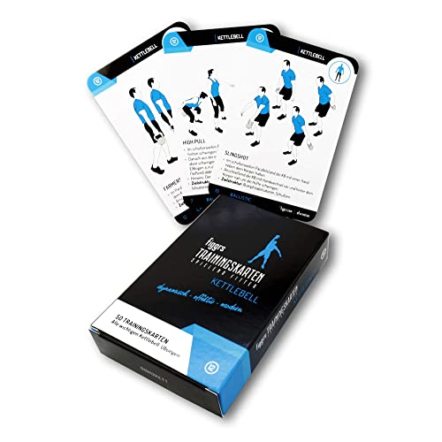 figgrs® Kettlebell - 57 Trainingskarten mit 50 Fitness Kugelhantel Übungen für dynamisches Ganzkörpertraining I Sport zuhause & überall I Training für Männer und Frauen von figgrs