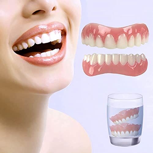 fikujap 2 Paar Zahnersatz kosmetisches Furnier, Zahnaufhellung vorübergehende Prothese Zähne oberen Boden False Zähne und Frauen Furnier von fikujap