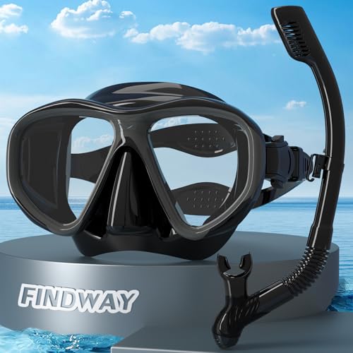 Findway schnorchelset Erwachsene,Schnorchelset mit taucherbrille und schnorchel, Anti-Leck & Anti-Fog & Anti-UV Tauchmaske aus Gehärtetem Glas für Tauchen, Schnorcheln und Schwimmen,Frauen und Männer von Findway