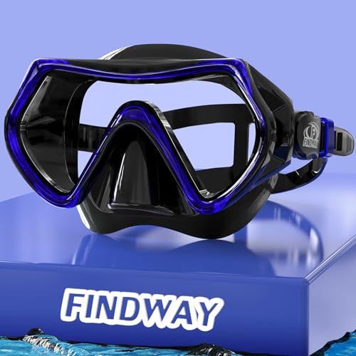 Findway Taucherbrille Erwachsene Teenager,Tauchermaske für Herren Damen, Verstellbares Silikonband Schnorchelmaske mit HD Gehärtetes Glas Anti-Leck Schwimmmaske, für Tauchen, Schnorcheln und Schwimmen von Findway