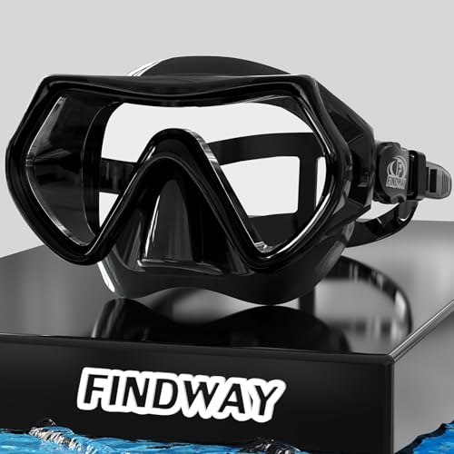 Findway Taucherbrille Erwachsene Teenager, Unisex Tauchermaske für Herren Damen, Verstellbares Silikonband Schnorchelmaske mit HD Gehärtetes Glas Anti-Leck Schwimmmaske, UV Schutz Diving Mask von Findway