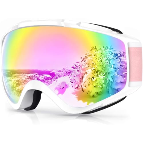 Findway Skibrille, Snowboard Brille für Brillenträger Herren Damen Erwachsene Jugendliche OTG UV-Schutz Kompatibler Helm Anti Fog Skibrillen Sphärisch Verspiegelt von Findway