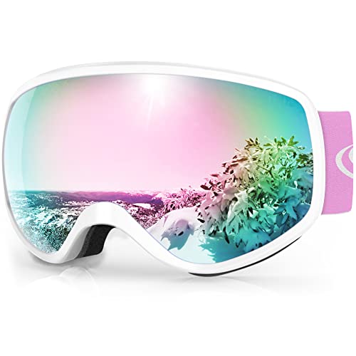 findway Skibrille Kinder, Snowboard Brille für Kinder Schneebrille Skibrillen Sphärisch mit OTG UV-Schutz Anti-Fog Windwiderstand Kompatibler Helm für 3-14 Jahre Jungen und Mädchen von findway