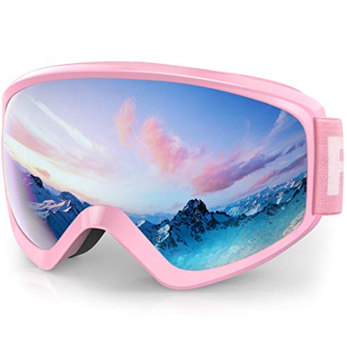 findway Skibrille Kinder,Ski Snowboard Brille Brillenträger Snowboardbrille Schneebrille Verspiegelt für Junior Jungen Mädchen Teenager-3 4 5 6 7 8 9 10 11 12 13 14 Jahre - OTG 100% Anti-UV Anti-Fog von findway
