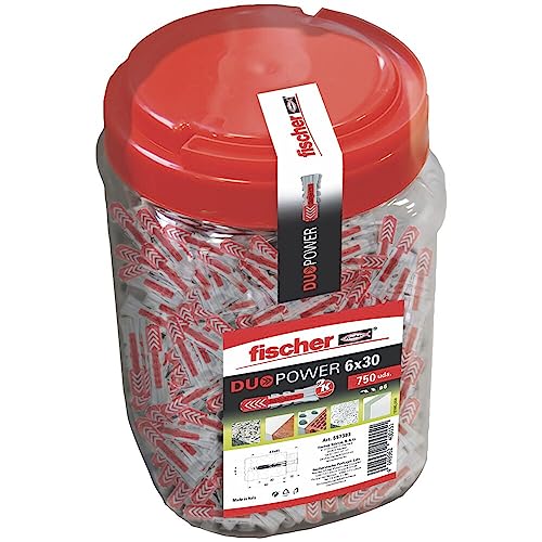 fischer 557383 DUOPOWER Dübel, Grau/Rot, 6x30/750uds von fischer