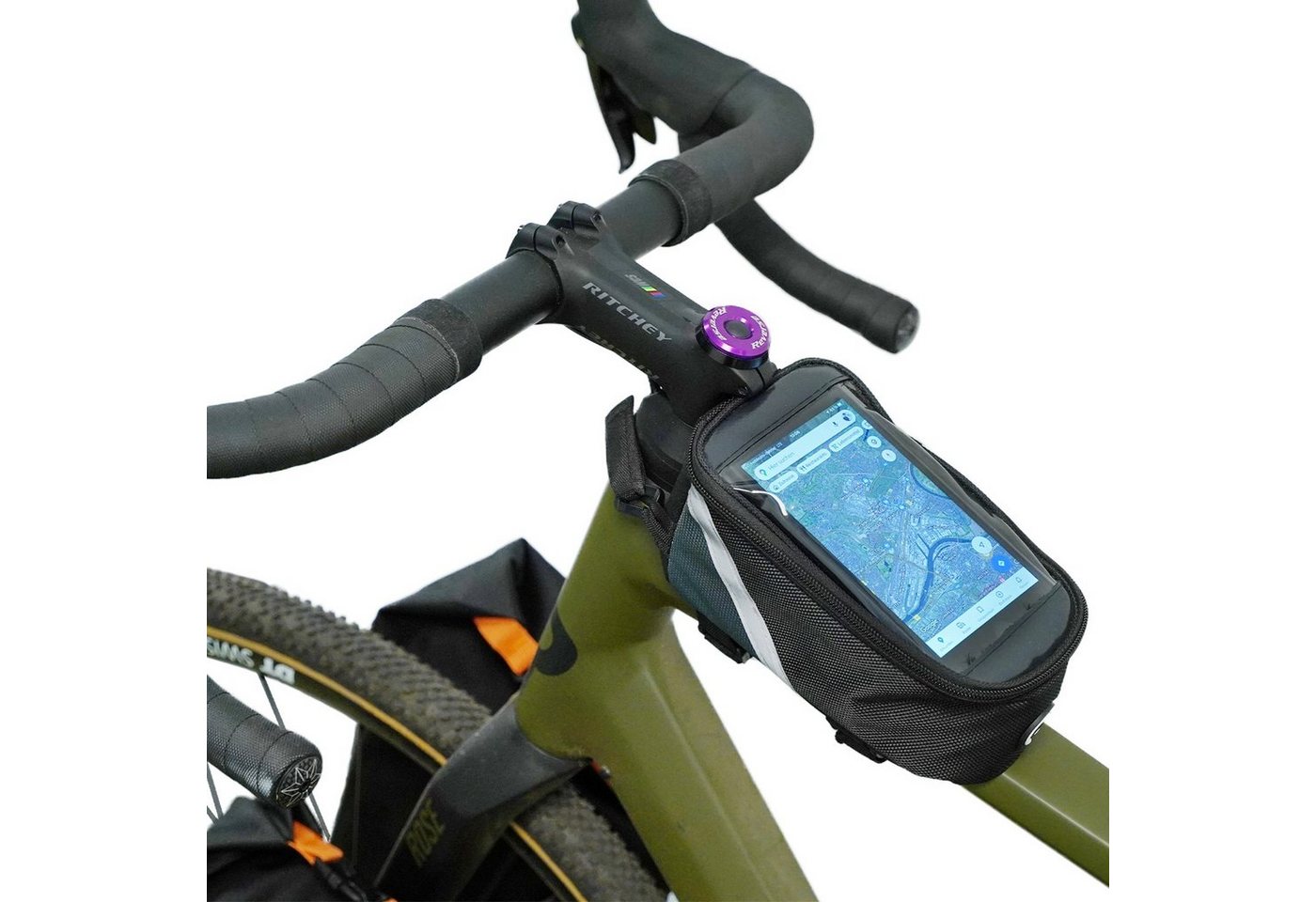 FISCHER Fahrrad Fahrradtasche Oberrohrtasche mit Handy-Halterung als Navi, Fahrrad-Tasche als Rahmentasche, Halter mit Touchscreen-Schutzfolie von FISCHER Fahrrad